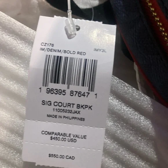 Coach Red and Blue Backpack NWT - Picture 7 of 9